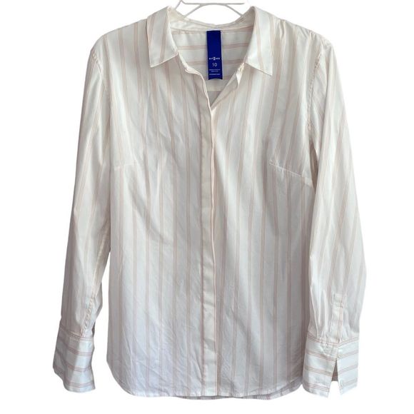 Kit And Ace White And Pink Striped Button Up Shirt Tailored Blouse Size 10 - Picture 4 of 14